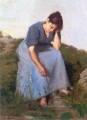 junge Frau in einem Feld Landschaft Realist Jules Breton